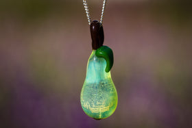 Glass Pear Pendant with Cremation Ash