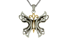 Soaring Sterling Silver and Gold Butterfly Memorial Pendant