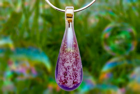 rhodolite teardrop with cremation ash