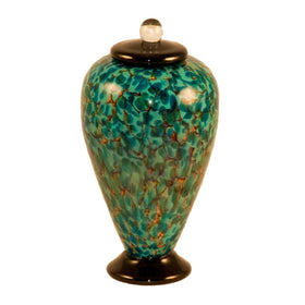 glass urn for cremation ashes of person