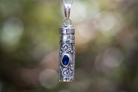 Sapphire cylinder pendant urn