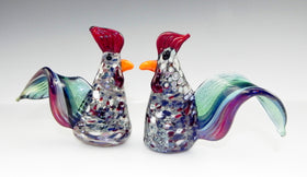 Glass Rooster Figurine with Cremains