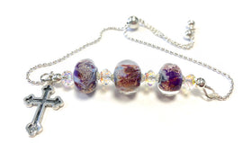 Three Glass Bead Bolo Bracelet with Cremains