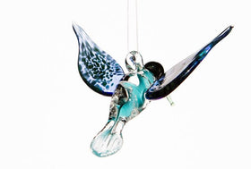 Aqua Glass Hummingbird with Infused Ash