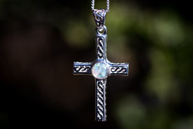 braided cross with cremation ash