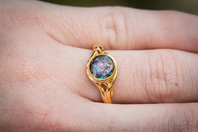 sterling silver ring with black, purple, and icy purple opal, Ring for cremation ash, remembrance ring, memorial jewelry, Silver Ring for Ash
