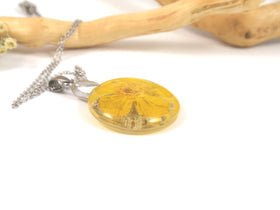 Yellow Buttercup Pendant with Infused Ashes