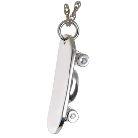 Silver Skateboard Cremation Jewelry Pendant for Cremains