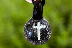 Cross Hologram Pendant with Infused Cremation Ash