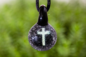 Cross Hologram Pendant with Infused Cremation Ash