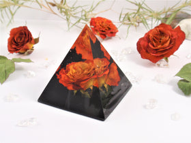 Flower pyramid with cremation ash