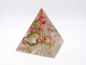 Flower Pyramid Paperweight with Infused Cremation Ashes or Funeral Flowers