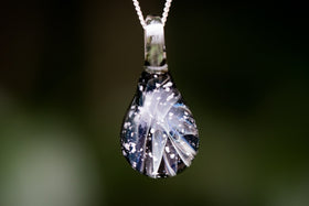 ghost drop cremation jewelry with ash
