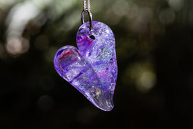 Glass Heart Pendant with Cremations Ashes