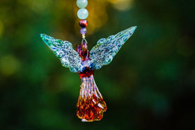 Green and Tan Hummingbird with Keepsake Vial