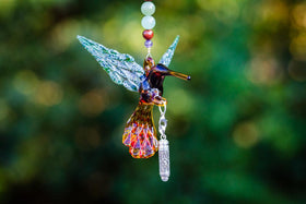 Green and Tan Hummingbird with Keepsake Vial