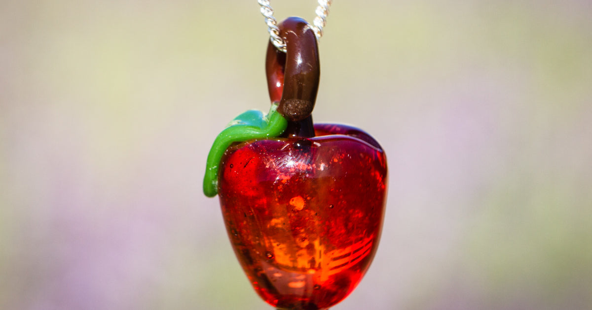 Apple of my Eye Glass Pendant with Cremation Ash Memorial Jewelry