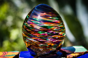 glass egg with cremation ash