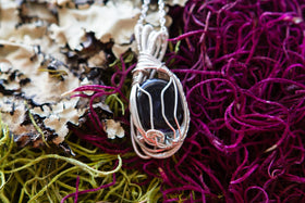 Gramercy Sterling Silver Wire Wrapped Dichroic Glass Pendant with Cremation Ash