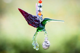 Green and Red Hummingbird with Keepsake Urn