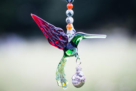 Green and Red Hummingbird with Keepsake Urn