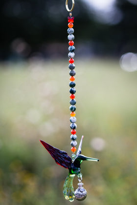 Green and Red Hummingbird with Keepsake Urn