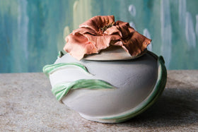 Handsculpted Ceramic Bloom Jar for Cremated Ashes