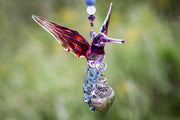Red and Light Purple Hummingbird with Keepsake Vial