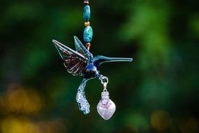 Teal Hummingbird with Keepsake Urn