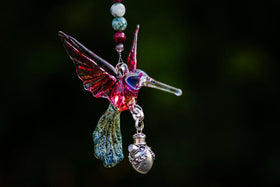 Red Winged Hummingbird II with Keepsake Vial