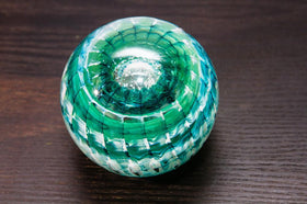 Illuminated Ocean Ripple Paperweight with Ash