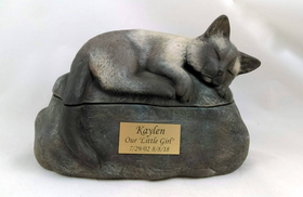 Short Haired Custom Painted Ceramic Cat Urn - No Wings