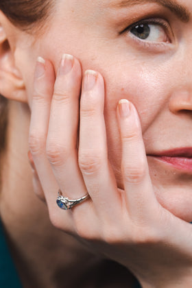 leaf ring with cremation ash