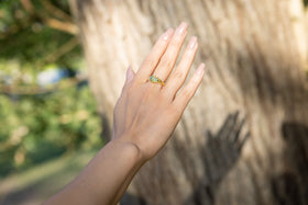 Leaf Ring with cremation ash in green and lime green opal. Ring for cremation ash, ring for ash, memorial jewelry, Cremation ash jewerly