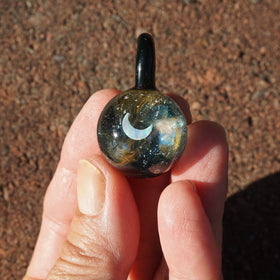 Ash Infused Glass Planet Pendants with Opals
