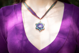 Purple Passion Rose Memorial Pendant with Purple and Green Opal and Cremains, necklace for ash, rose necklace, necklace for pet ash, remembrance jewelry, jewelry for cremation ash