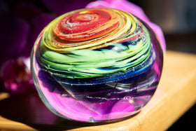 rainbow paperweight for cremation ash