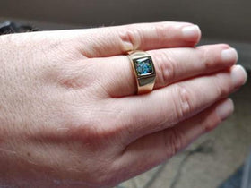 Men's cremation Ring with a mix of blue of opal. Ring for cremation ash, jewelry for ash, men's ring, men's cremation jewelry