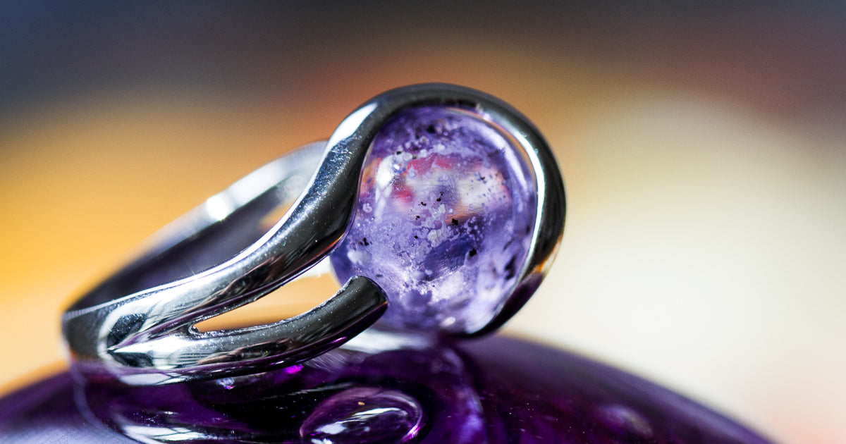 Cremation Jewelry Ring Sterling Silver Marble Ring Infused with