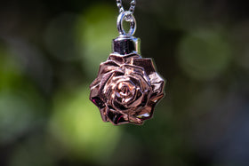 Rose Urn Necklace, Rose gold jewelry, rose gold necklace, silver necklace for ash, necklace for cremation ash, memorial necklace, cremation necklace, keepsake urn, urn necklace