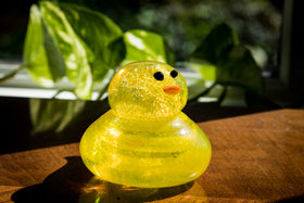 rubber ducky with cremation ash