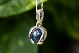 Silver Midnight 12mm Marble Memorial Necklace