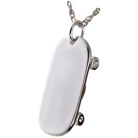 Silver Skateboard Cremation Jewelry Pendant for Cremains