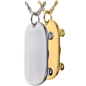 Silver Skateboard Cremation Jewelry Pendant for Cremains