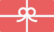 Red Spirit Pieces gift card with a white ribbon bow design