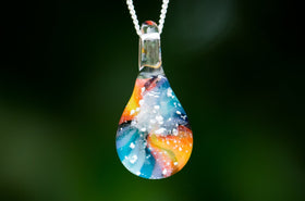 tie dye drop pendant with cremation ash