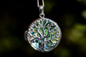 Tree of Life Locket with Opal and Cremains