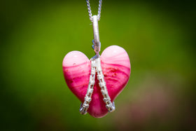 Silver Wire Wrapped Glass Heart with Cremation Ashes