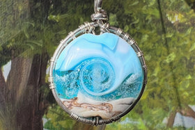 Ocean Sunrise Tree of Life Pendant with Cremains