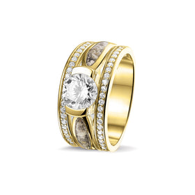 Gold Ring with Cremation Ash and Gem